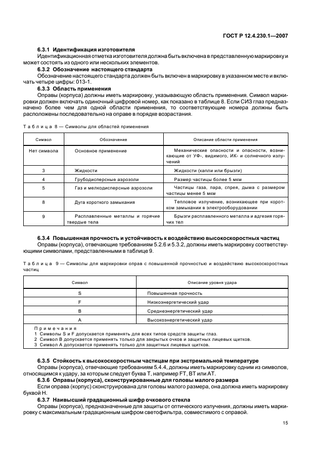 ГОСТ Р 12.4.230.1-2007 Система стандартов безопасности труда. Средства индивидуальной защиты глаз. Общие технические требования (фото 18 из 35)