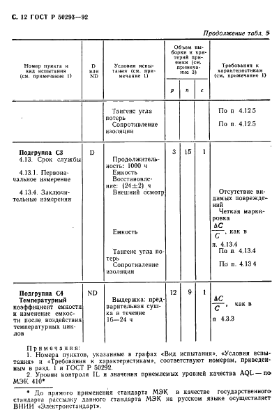 ГОСТ Р 50293-92 Конденсаторы постоянной емкости для электронной аппаратуры. Часть 8. Форма технических условий на конденсаторы постоянной емкости с керамическим диэлектриком типа 1. Уровень качества Е (фото 13 из 16)