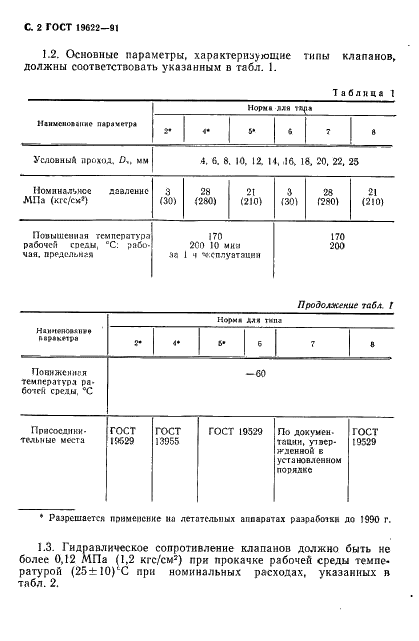 ГОСТ 19622-91 Клапаны обратные гидравлических систем летательных аппаратов. Типы и технические требования (фото 3 из 17)