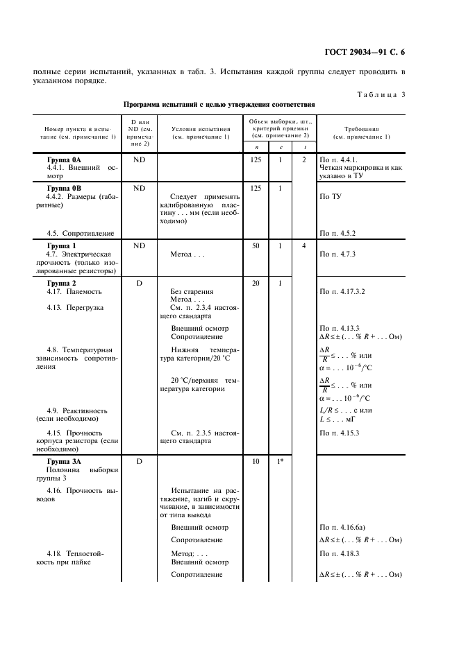 ГОСТ 29034-91 Постоянные резисторы для электронной аппаратуры. Часть 5. Групповые технические условия на постоянные прецизионные резисторы (фото 7 из 12)