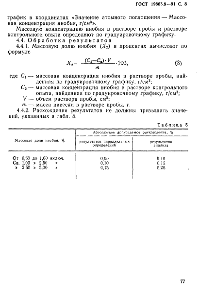 ГОСТ 19863.9-91 Сплавы титановые. Методы определения ниобия (фото 8 из 9)