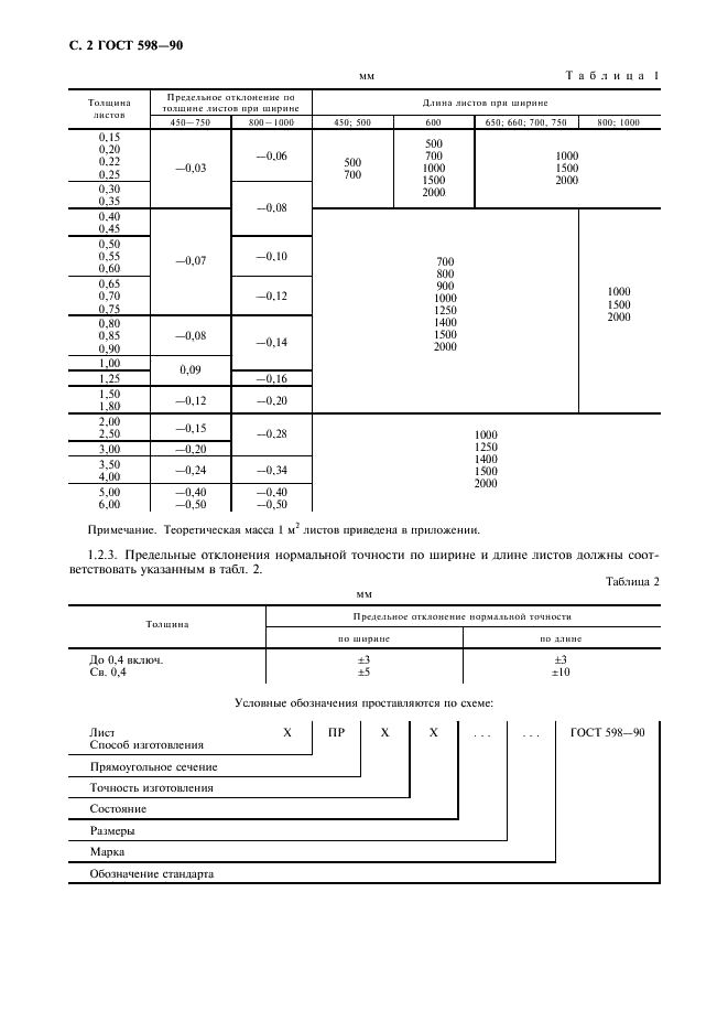 ГОСТ 598-90 Листы цинковые общего назначения. Технические условия (фото 3 из 10)