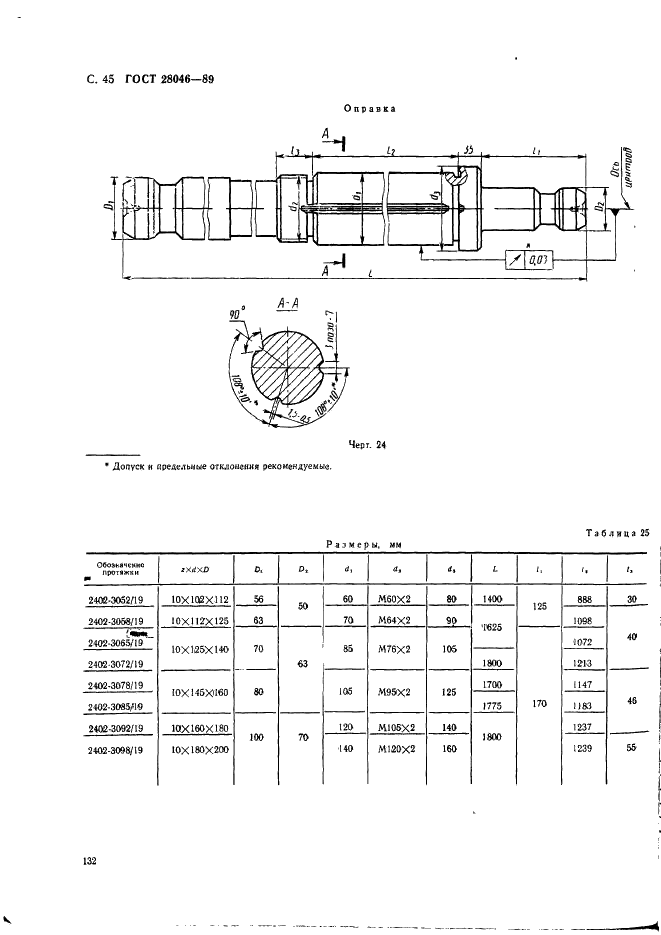 ГОСТ 28046-89 Протяжки сборные для десятишлицевых отверстий с прямобочным профилем с центрированием по внутреннему диаметру комбинированные переменного резания трехпроходные. Конструкция (фото 45 из 63)