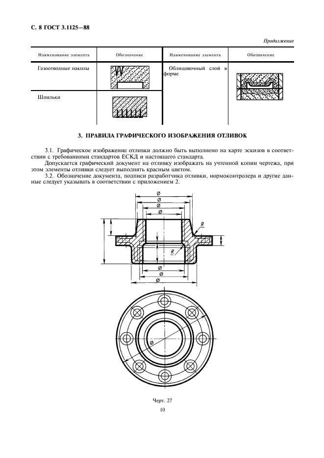 ГОСТ 3.1125-88 Единая система технологической документации. Правила графического выполнения элементов литейных форм и отливок (фото 10 из 13)
