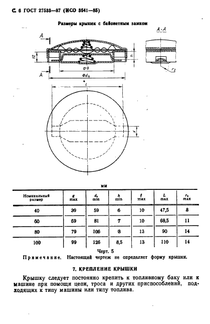 ГОСТ 27533-87 Машины землеройные. Размеры наливных горловин топливных баков (фото 7 из 10)