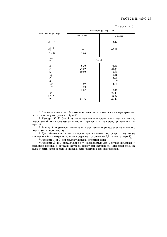 ГОСТ 28108-89 Цоколи для источников света. Типы, основные и присоединительные размеры, калибры (фото 40 из 108)