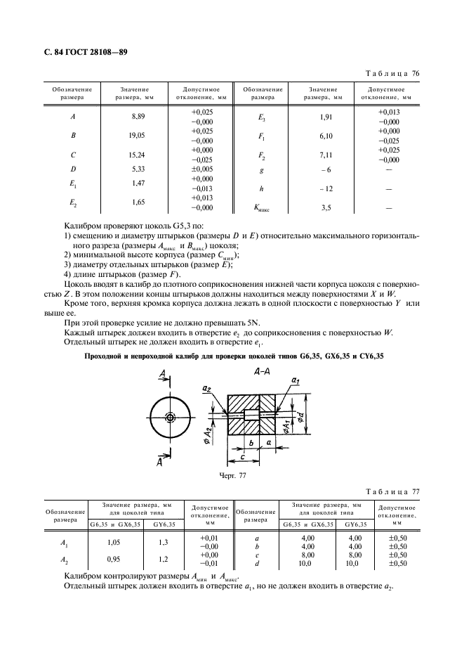 ГОСТ 28108-89 Цоколи для источников света. Типы, основные и присоединительные размеры, калибры (фото 85 из 108)