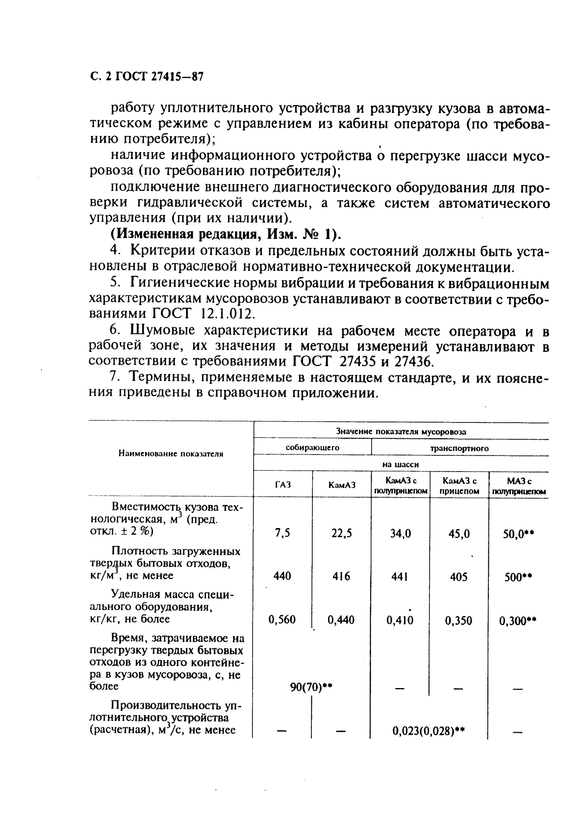 ГОСТ 27415-87 Мусоровозы. Общие технические требования (фото 3 из 7)