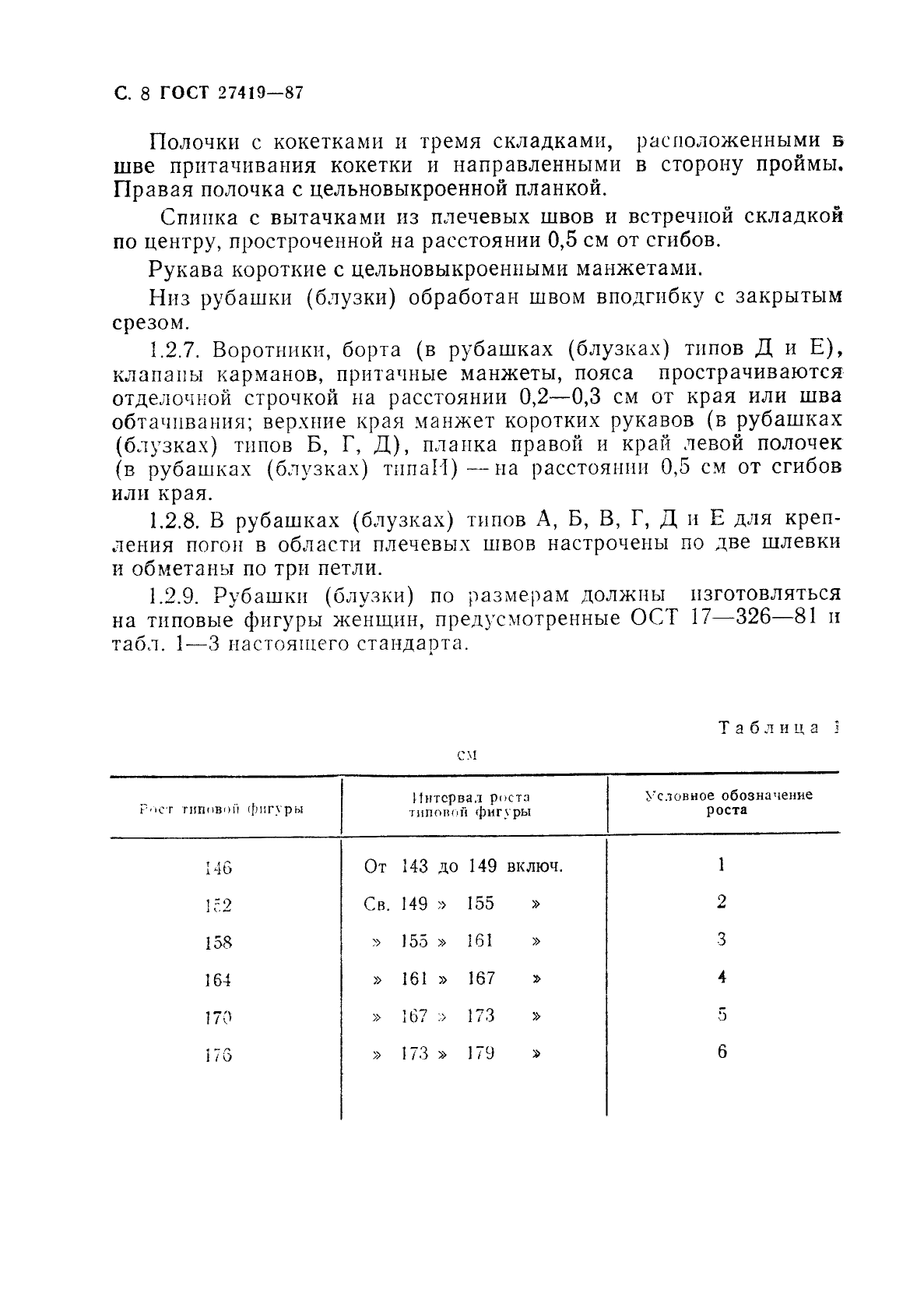 ГОСТ 27419-87 Рубашки форменные женские. Технические условия (фото 9 из 74)