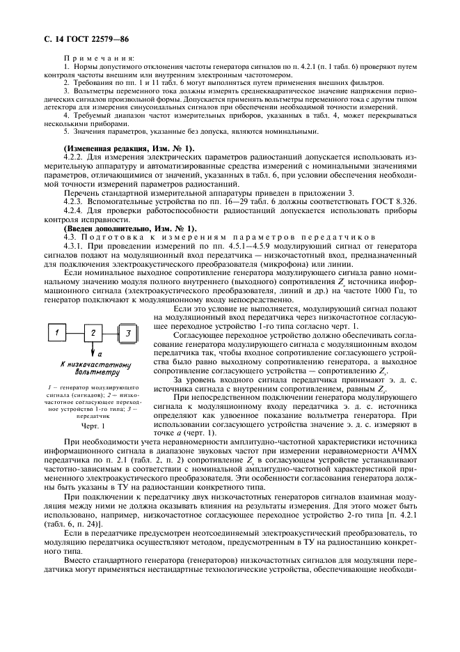 ГОСТ 22579-86 Радиостанции с однополосной модуляцией сухопутной подвижной службы. Типы, основные параметры, технические требования и методы измерений (фото 15 из 38)