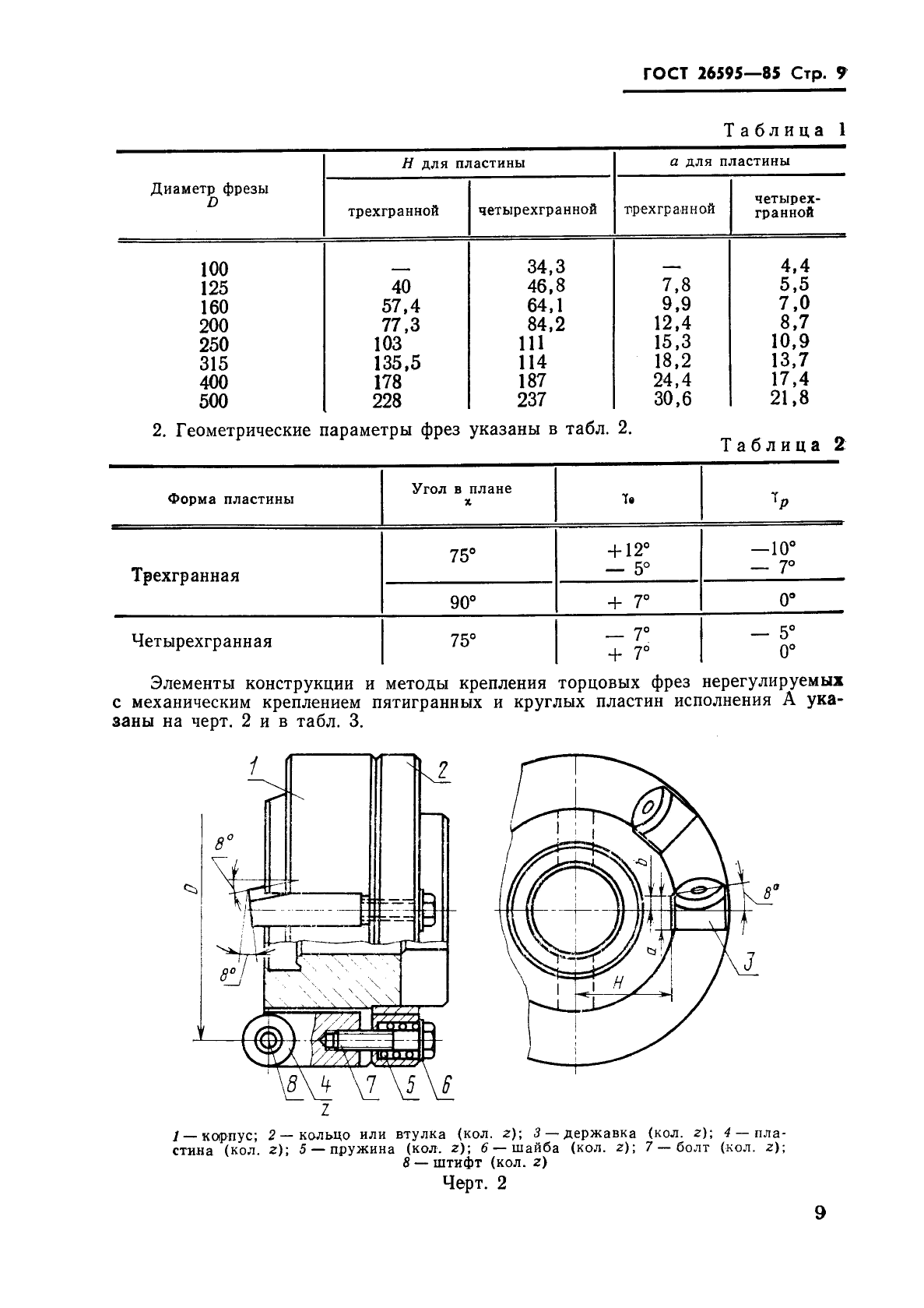 ГОСТ 26595-85 Фрезы торцовые с механическим креплением многогранных пластин. Типы и основные размеры (фото 11 из 13)