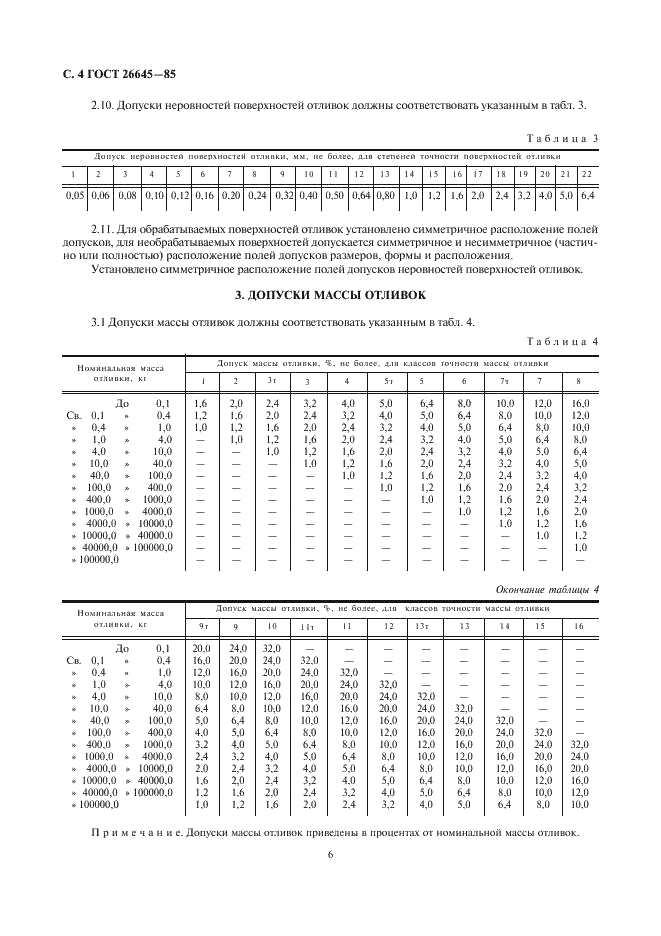 ГОСТ 26645-85 Отливки из металлов и сплавов. Допуски размеров, массы и припуски на механическую обработку (фото 6 из 36)