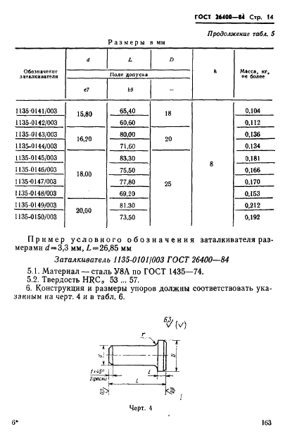 ГОСТ 26400-84 Инструмент для холодновысадочных автоматов. Пуансоны предварительные с заталкивателем. Конструкция и размеры (фото 14 из 17)