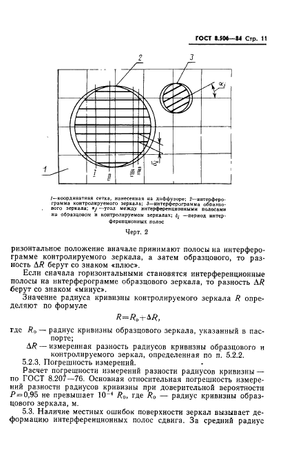 ГОСТ 8.506-84 Государственная система обеспечения единства измерений. Зеркала сферические выпуклые. Методика выполнения измерений радиуса кривизны и локальных отклонений формы поверхностей от сферы методом голографической интерферометрии сдвига (фото 13 из 16)