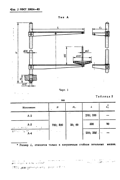 ГОСТ 25824-83 Стойки катушечные промышленных швейных машин. Типы и основные размеры (фото 4 из 6)