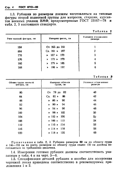ГОСТ 8712-83 Рубашки форменные из суконных и хлопчатобумажных тканей. Технические условия (фото 6 из 28)
