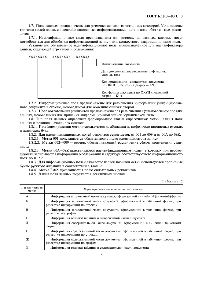 ГОСТ 6.10.3-83 Унифицированные системы документации. Запись информации унифицированных документов в коммуникативном формате (фото 5 из 10)