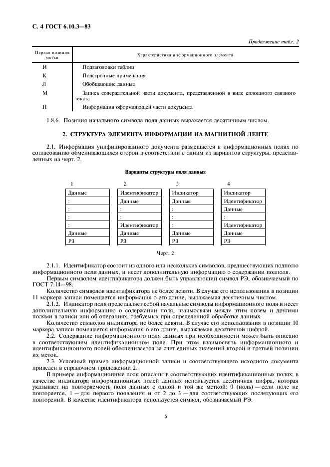 ГОСТ 6.10.3-83 Унифицированные системы документации. Запись информации унифицированных документов в коммуникативном формате (фото 6 из 10)