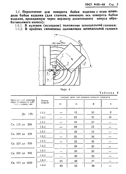 ГОСТ 9152-83 Станки зуборезные для конических колес с круговыми зубьями. Нормы точности и жесткости (фото 7 из 22)