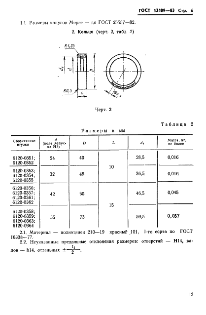 ГОСТ 13409-83 Втулки переходные быстросменные жесткие для инструмента с коническим хвостовиком. Конструкция и размеры (фото 6 из 7)