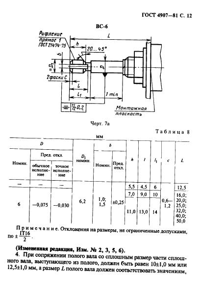 ГОСТ 4907-81 Концы валов управления изделий электронной техники. Виды и основные размеры (фото 13 из 16)
