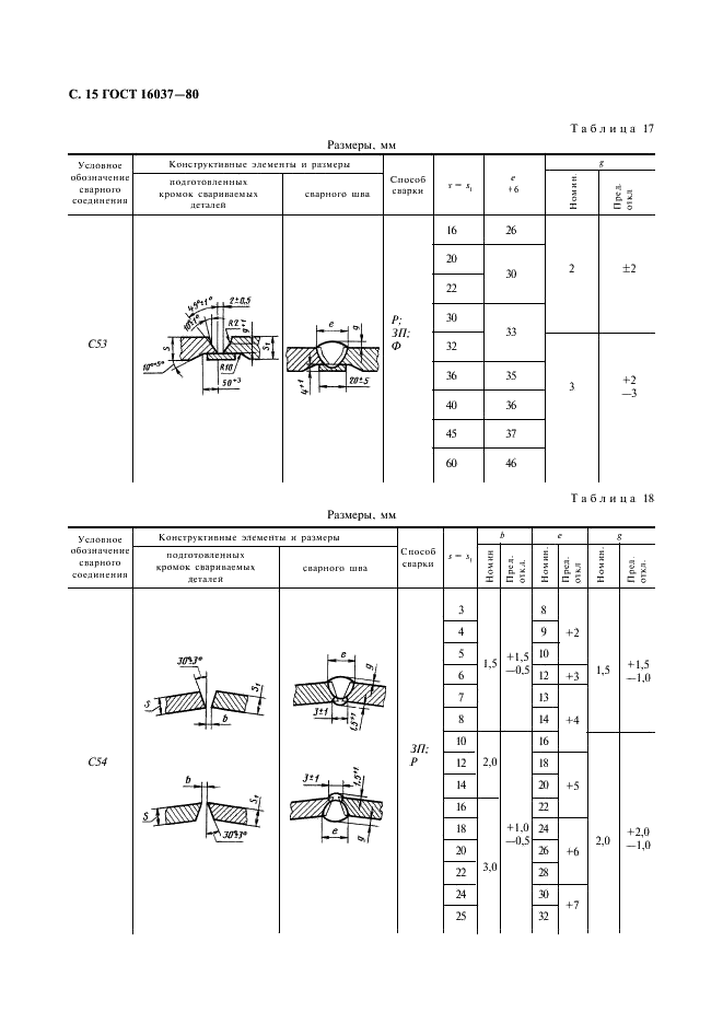 ГОСТ 16037-80 Соединения сварные стальных трубопроводов. Основные типы, конструктивные элементы и размеры (фото 16 из 24)