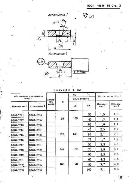 ГОСТ 19581-80 Кольца прижимные универсально-переналаживаемых штампов для точной объемной штамповки на кривошипных прессах. Конструкция и размеры (фото 2 из 4)