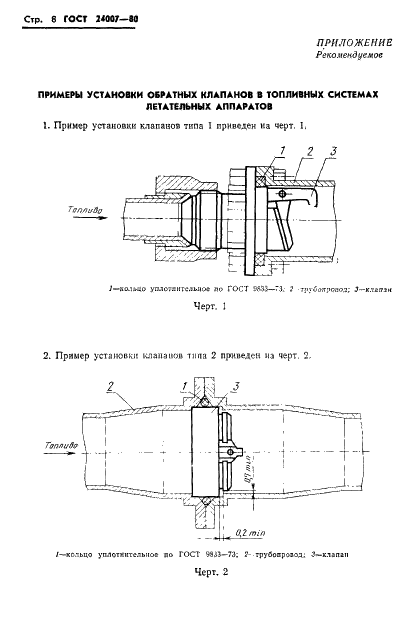 ГОСТ 24007-80 Клапаны обратные топливных систем летательных аппаратов. Типы, основные параметры, размеры и технические требования (фото 9 из 12)
