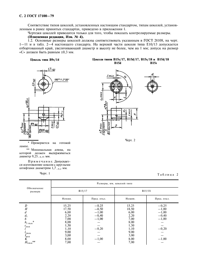 ГОСТ 17100-79 Цоколи для источников света. Технические условия (фото 3 из 22)