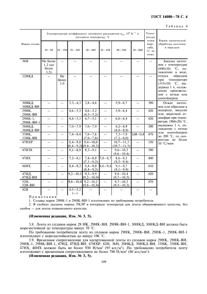 ГОСТ 14080-78 Лента из прецизионных сплавов с заданным температурным коэффициентом линейного расширения. Технические условия (фото 4 из 17)