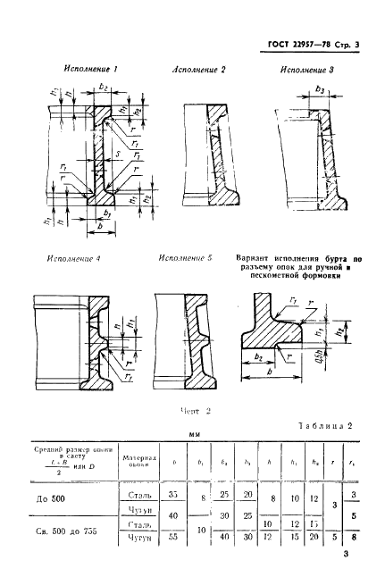 ГОСТ 22957-78 Профили стенок литейных цельнолитых стальных и чугунных опок. Конструкция и размеры (фото 5 из 15)