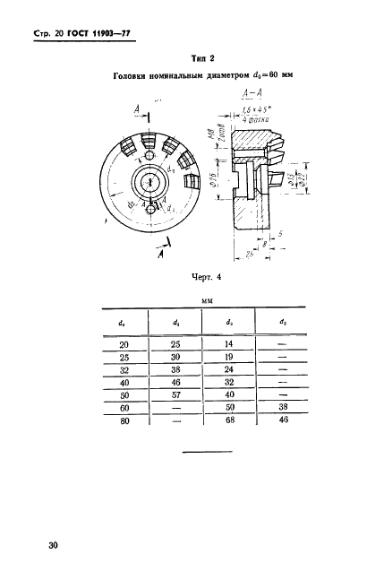 ГОСТ 11903-77 Головки зуборезные цельные для конических колес с круговыми зубьями. Конструкция и размеры (фото 20 из 20)