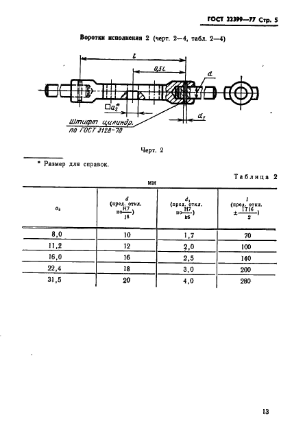 ГОСТ 22399-77 Воротки трехгнездные для инструмента с квадратными хвостовиками. Основные размеры (фото 5 из 7)