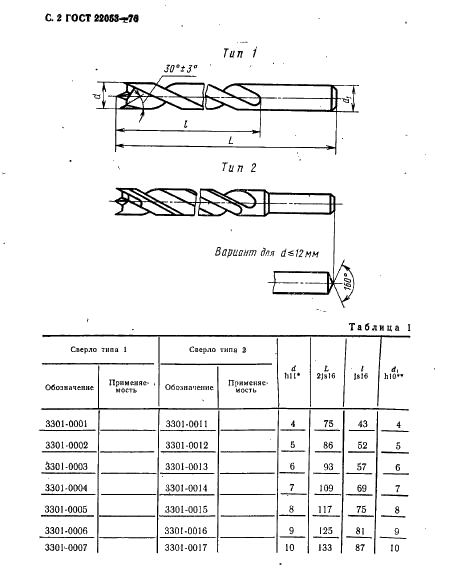 ГОСТ 22053-76 Сверла спиральные дереворежущие с центром и подрезателями. Технические условия (фото 3 из 14)