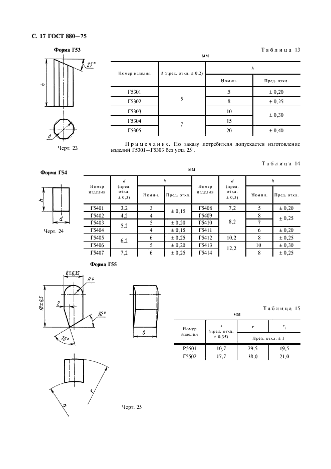 ГОСТ 880-75 Изделия твердосплавные для горного инструмента. Формы и размеры (фото 18 из 28)
