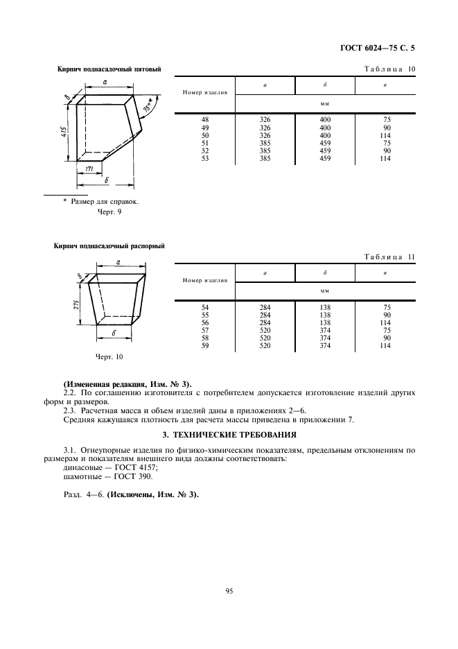 ГОСТ 6024-75 Изделия огнеупорные динасовые и шамотные для кладки мартеновских печей. Форма и размеры (фото 5 из 9)