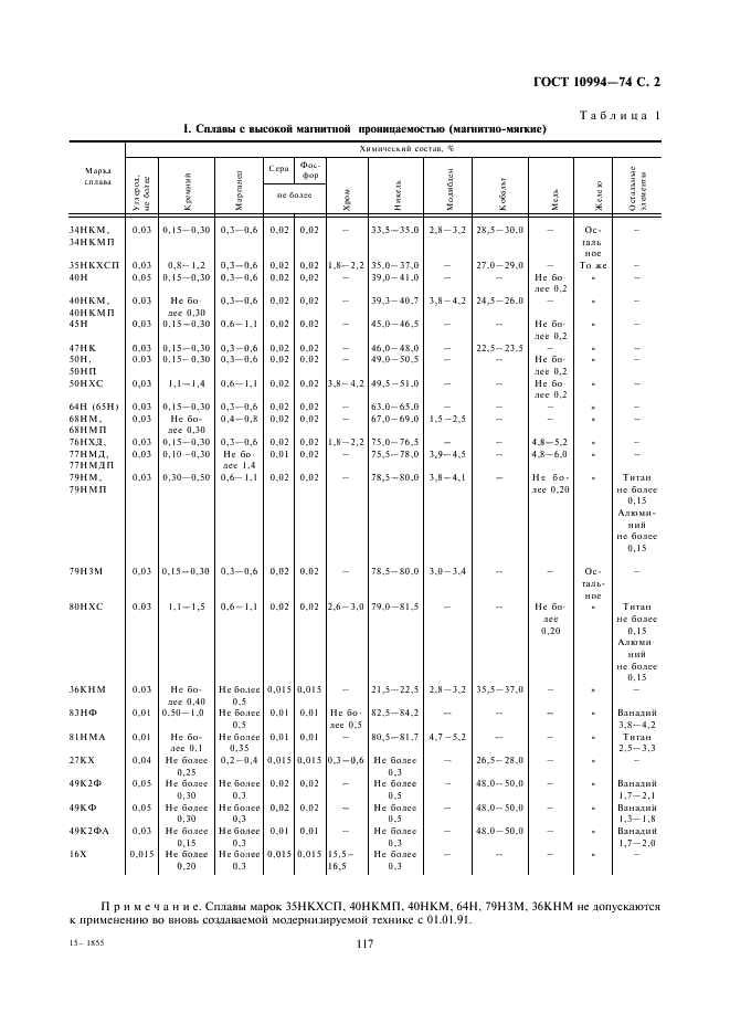 ГОСТ 10994-74 Сплавы прецизионные. Марки (фото 2 из 18)