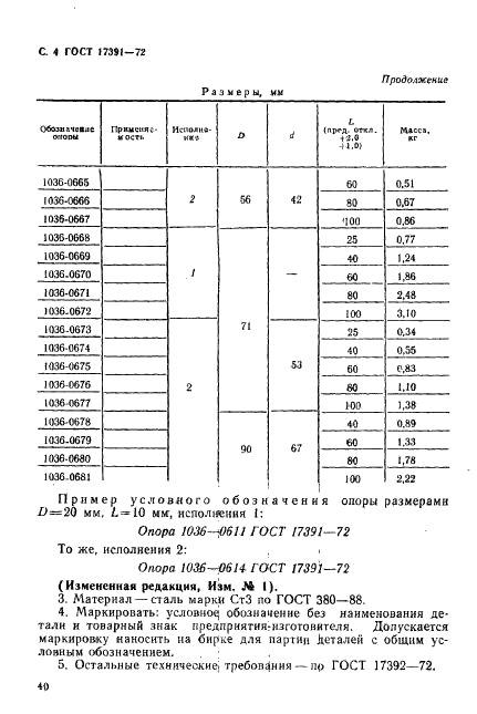 ГОСТ 17391-72 Опоры направляющих колонок и втулок пресс-форм и форм для литья под давлением. Конструкция и размеры (фото 4 из 4)