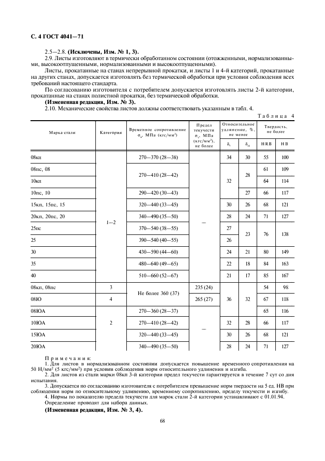ГОСТ 4041-71 Прокат листовой для холодной штамповки из конструкционной качественной стали. Технические условия (фото 4 из 8)