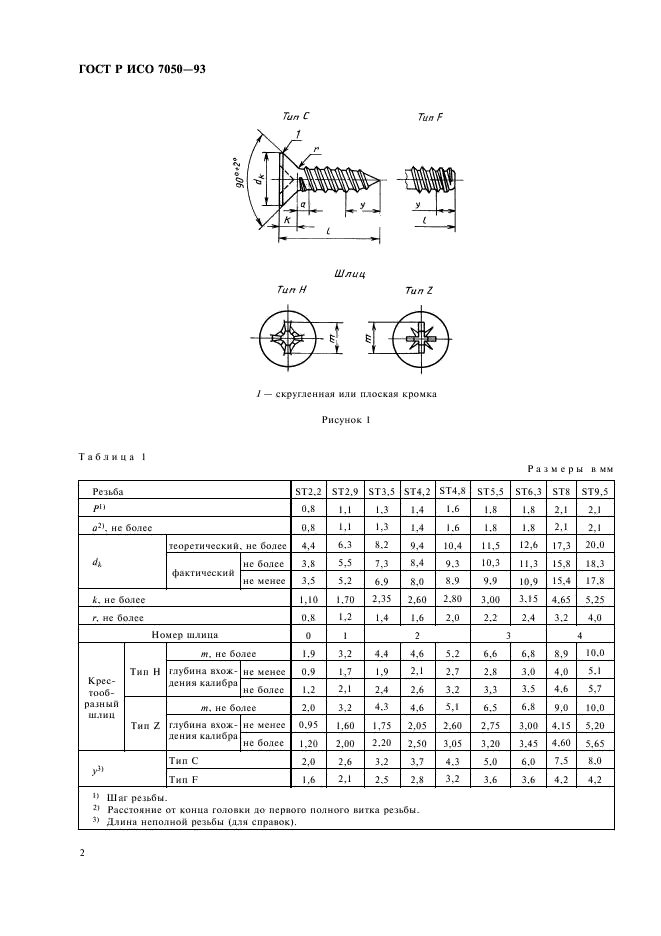 ГОСТ Р ИСО 7050-93 Винты самонарезающие с потайной головкой и крестообразным шлицем. Технические условия (фото 4 из 6)