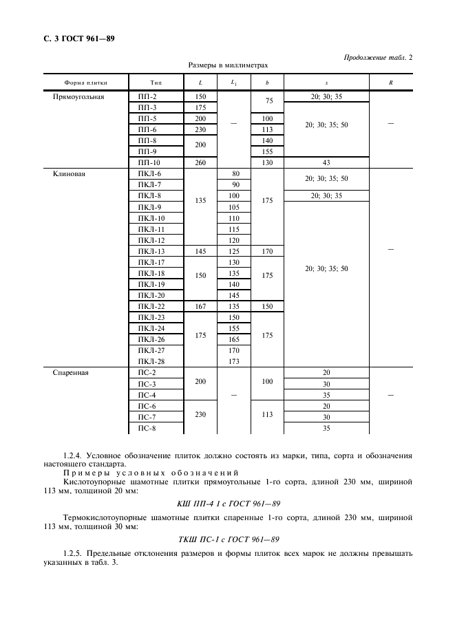 ГОСТ 961-89 Плитки кислотоупорные и термокислотоупорные керамические. Технические условия (фото 4 из 12)