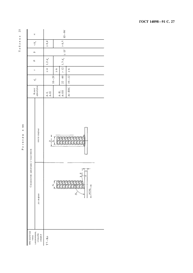 ГОСТ 14098-91 Соединения сварные арматуры и закладных изделий железобетонных конструкций. Типы, конструкции и размеры (фото 28 из 41)