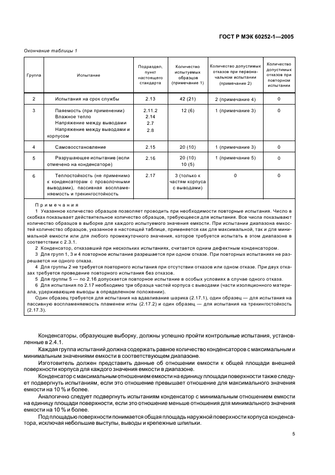 ГОСТ Р МЭК 60252-1-2005 Конденсаторы для двигателей переменного тока. Часть 1. Общие положения. Рабочие характеристики, испытания и номинальные параметры. Требования безопасности. Руководство по установке и эксплуатации (фото 8 из 23)