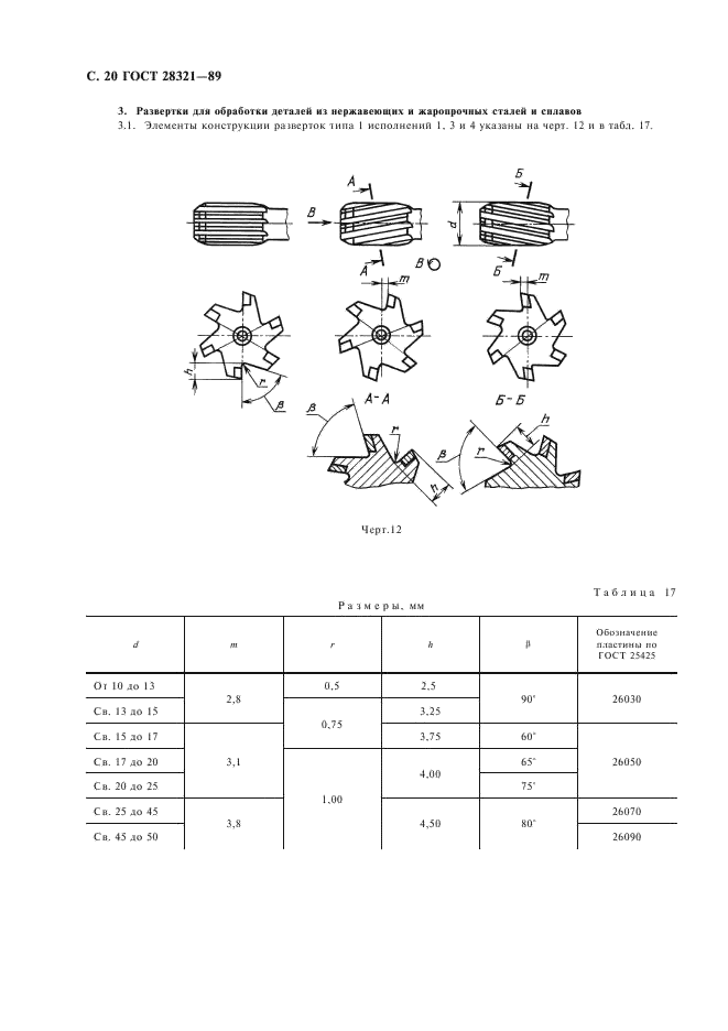 ГОСТ 28321-89 Развертки машинные, оснащенные твердосплавными напаиваемыми пластинами. Типы, параметры и размеры (фото 21 из 26)