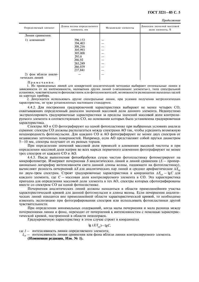 ГОСТ 3221-85 Алюминий первичный. Методы спектрального анализа (фото 6 из 15)