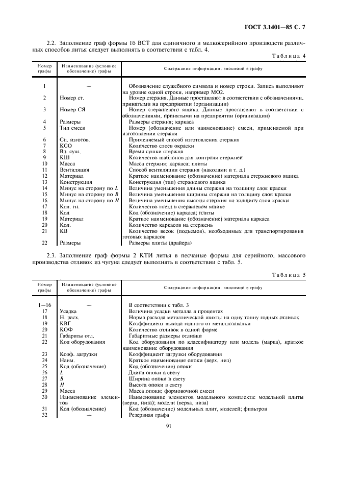 ГОСТ 3.1401-85 Единая система технологической документации. Формы и правила оформления документов на технологические процессы литья (фото 8 из 38)