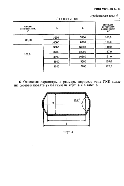 ГОСТ 9931-85 Корпусы цилиндрические стальных сварных сосудов и аппаратов. Типы, основные параметры и размеры (фото 14 из 23)