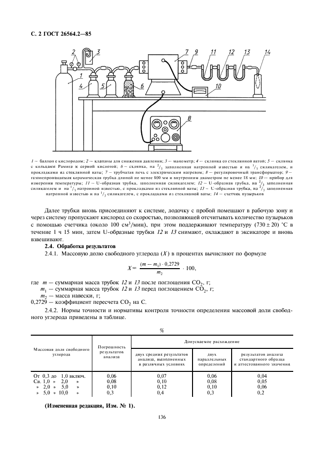 ГОСТ 26564.2-85 Материалы и изделия огнеупорные карбидкремниевые. Методы определения свободного углерода (фото 2 из 3)