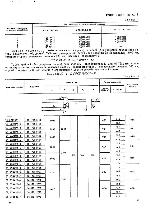 ГОСТ 19804.7-83 Сваи-колонны железобетонные двухконсольные для сельскохозяйственных зданий. Конструкция и размеры (фото 2 из 53)