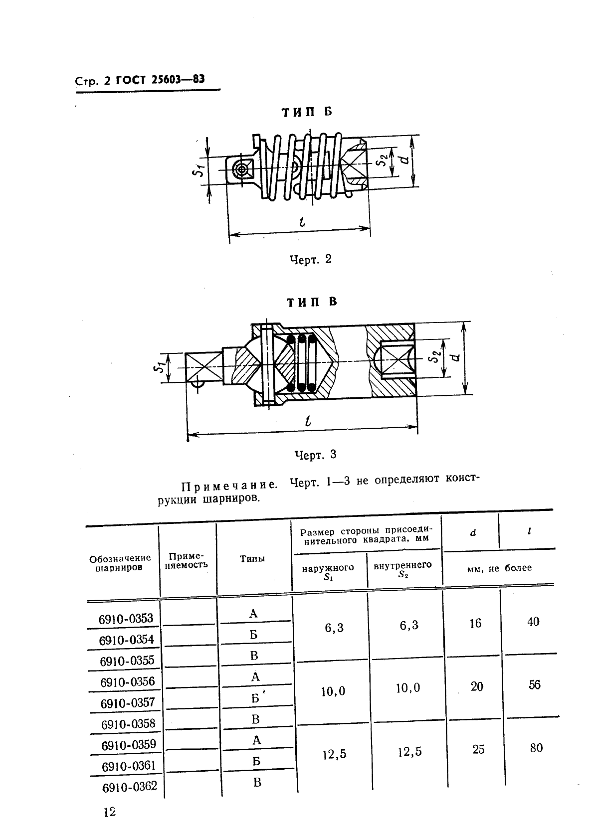 ГОСТ 25603-83 Шарниры. Типы и основные размеры (фото 2 из 3)